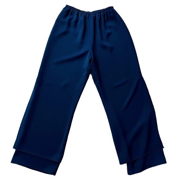 Emmelle Lustrous Crepe Overlap Double Layer Wide Leg Pants Black Womens Sz M NWT - Picture 4 of 8